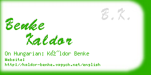 benke kaldor business card